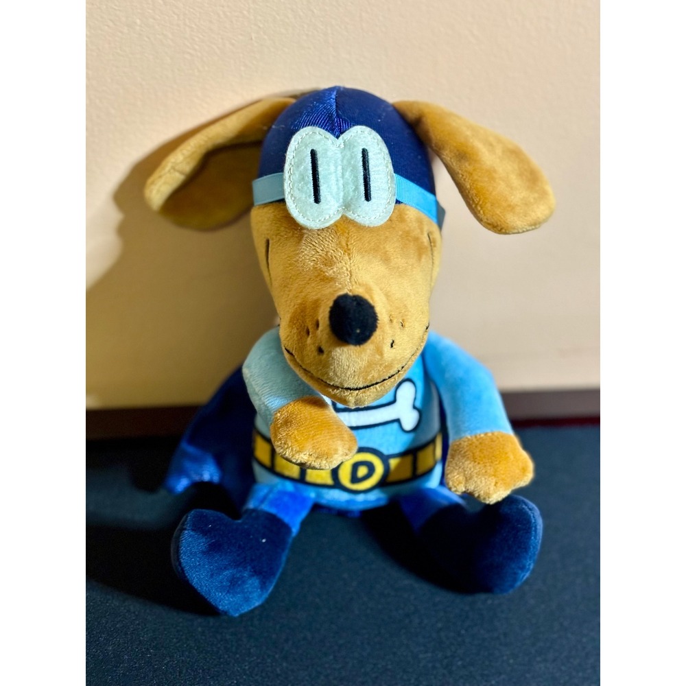 MerryMakers Dog Man Bark Knight Plush Doll Dav Pilkey Superhero 9.5 Inch Blue
